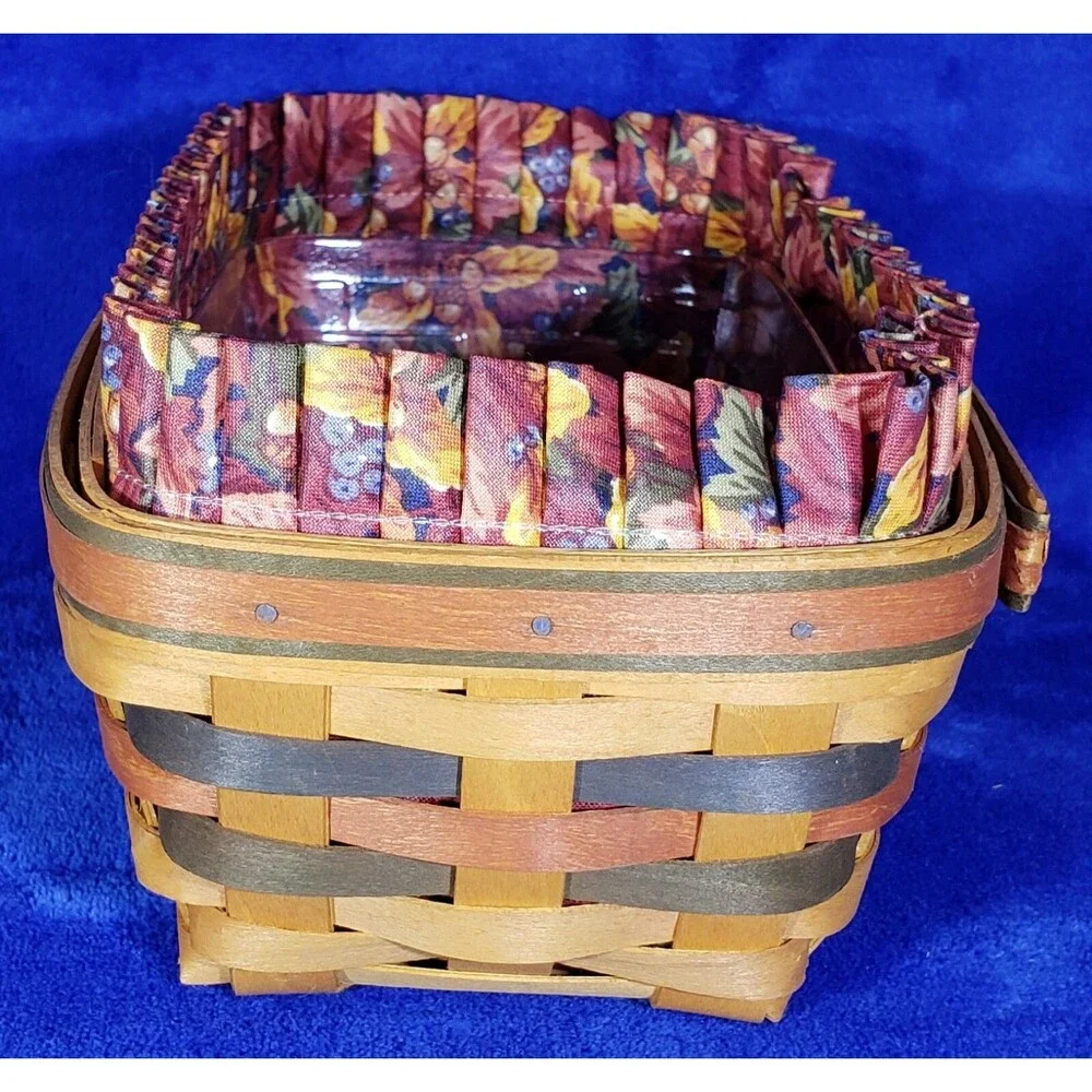 Longaberger 1998 SHADES OF AUTUMN BAKER'S BOUNTY Basket, Liner and Protector